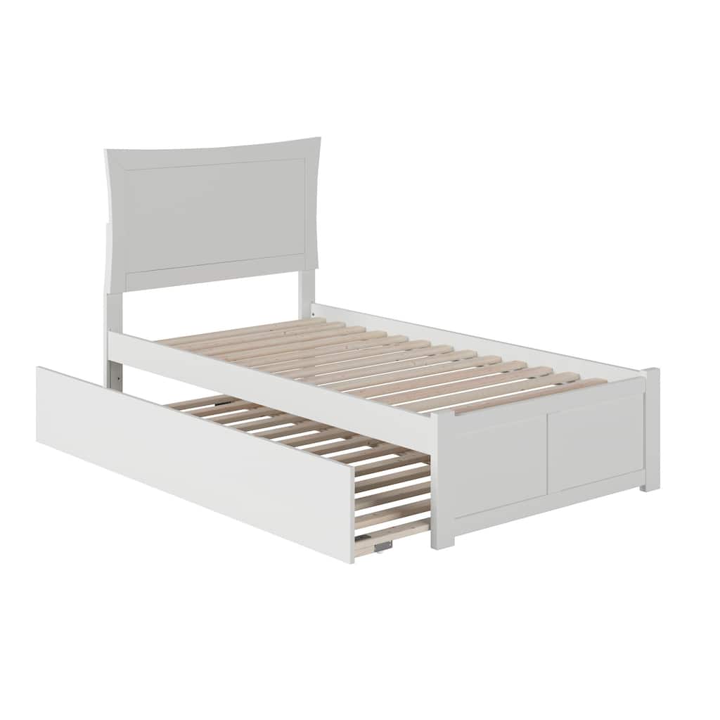 Metro Twin Platform Bed with Footboard & Twin Trundle in White