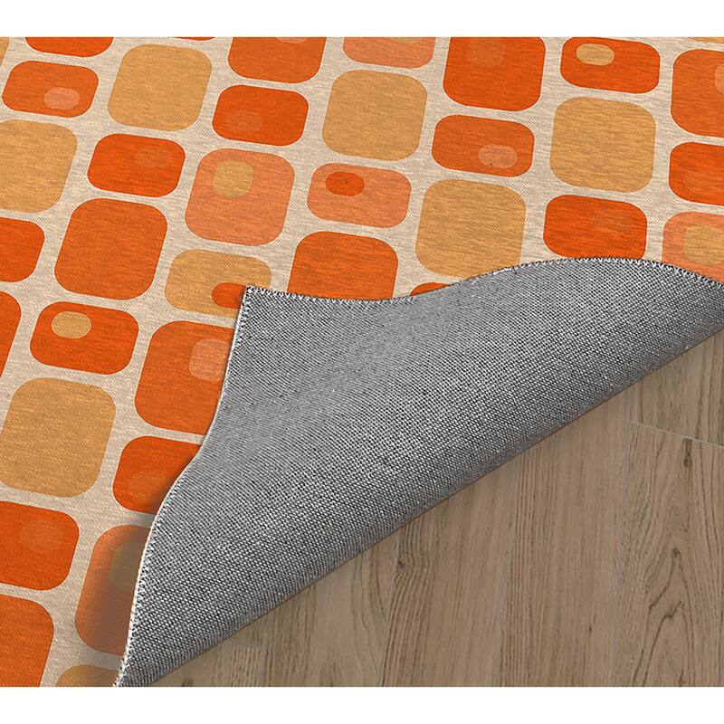 ROUNDED RECTANGLES ORANGE Kitchen Mat By Becky Bailey Bed Bath