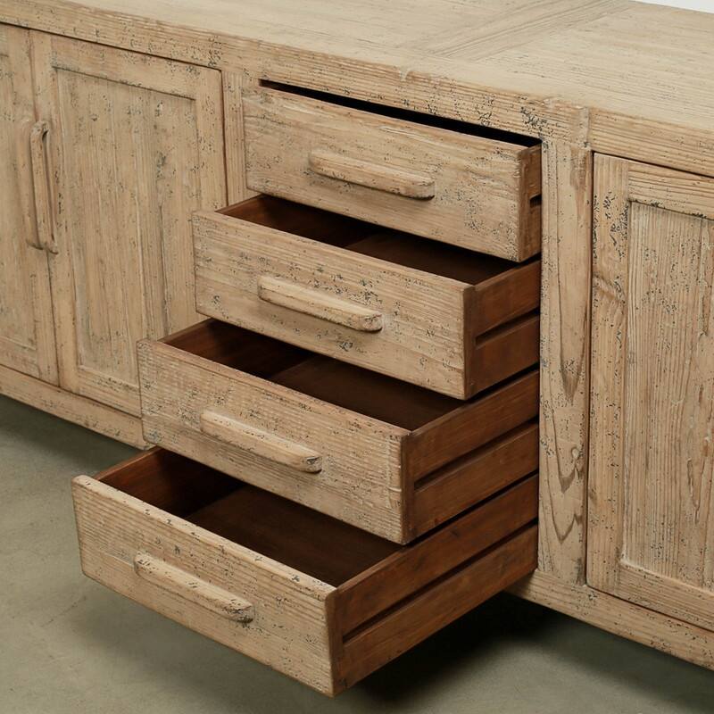 Approx. 94 Inches Wide Four Drawers Media Cabinet Weathered Gray