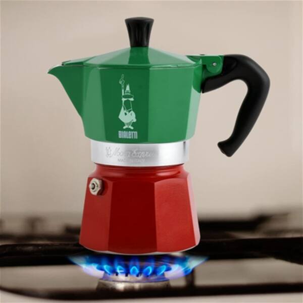 Bialetti Moka 6-Cup Express Tri Color Espresso Maker, Green/Red  