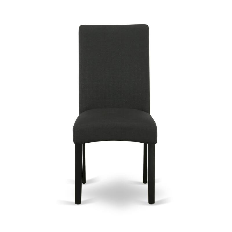 East West Furniture Driscol Parson Chairs - Black Color Linen Fabric Padded Dining Chairs, Set of 2, Black - DRP1T24
