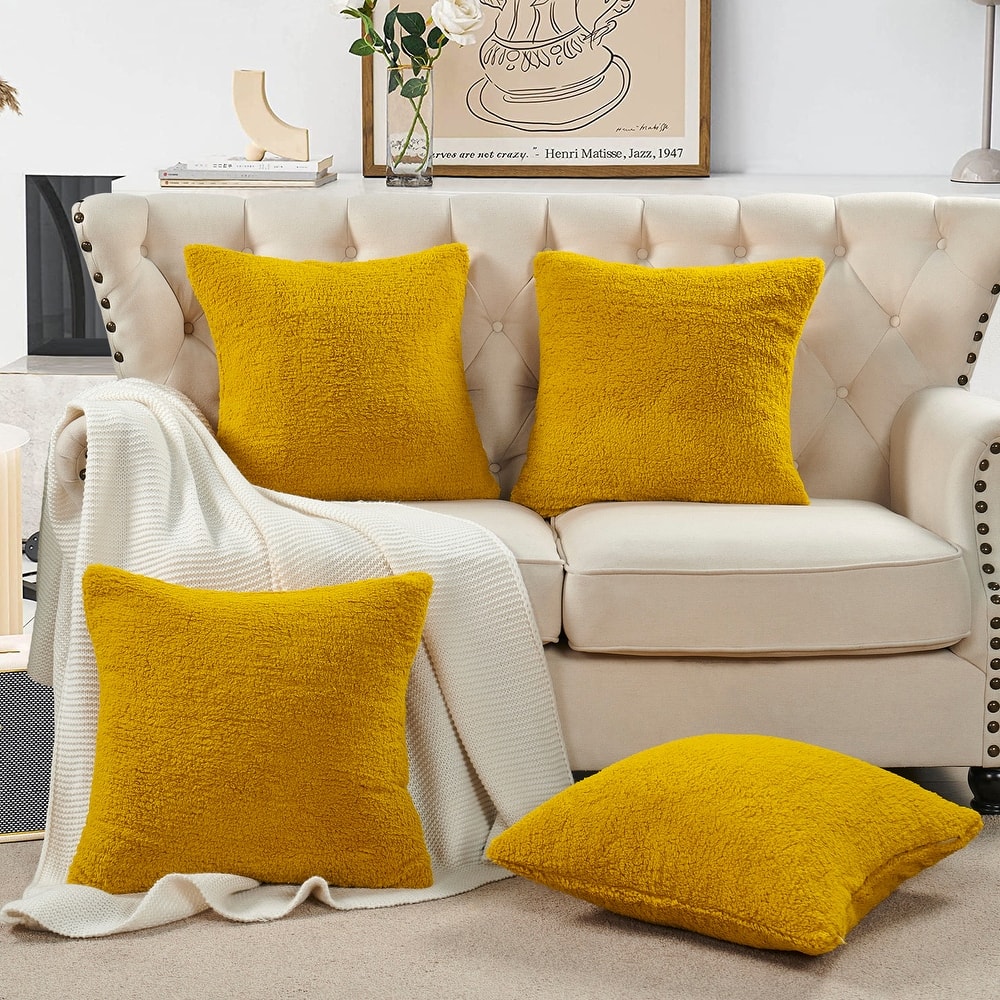 Accent Sherpa Pillow Cover Set of 4 20Inch x 20Inch, NO INSERT