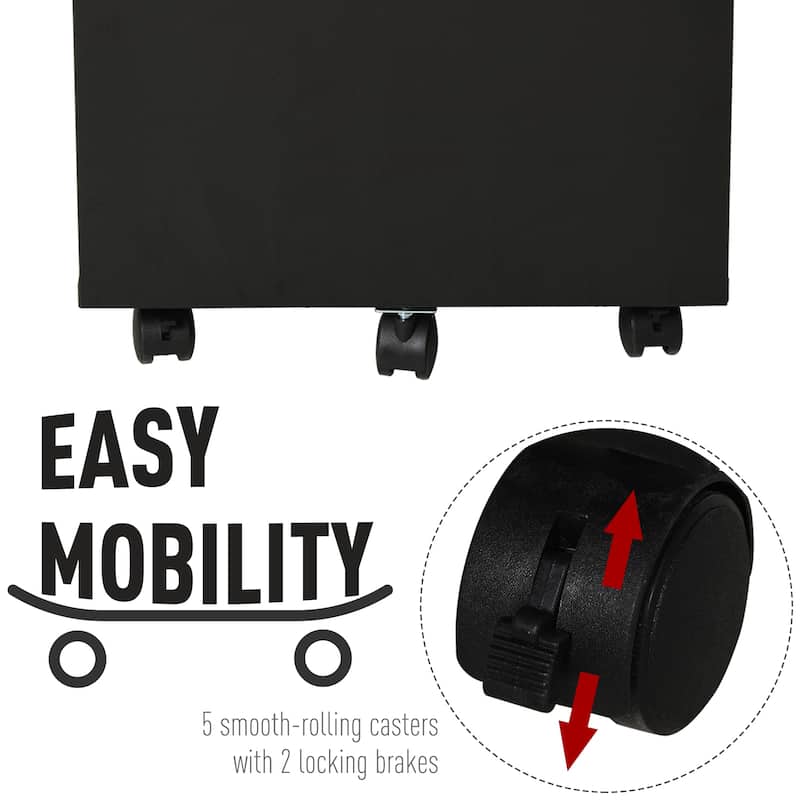 HOMCOM 3 Drawer Mobile Nordic Style Under Desk Cabinet for Home or Office with 5 Easy Castor Wheels