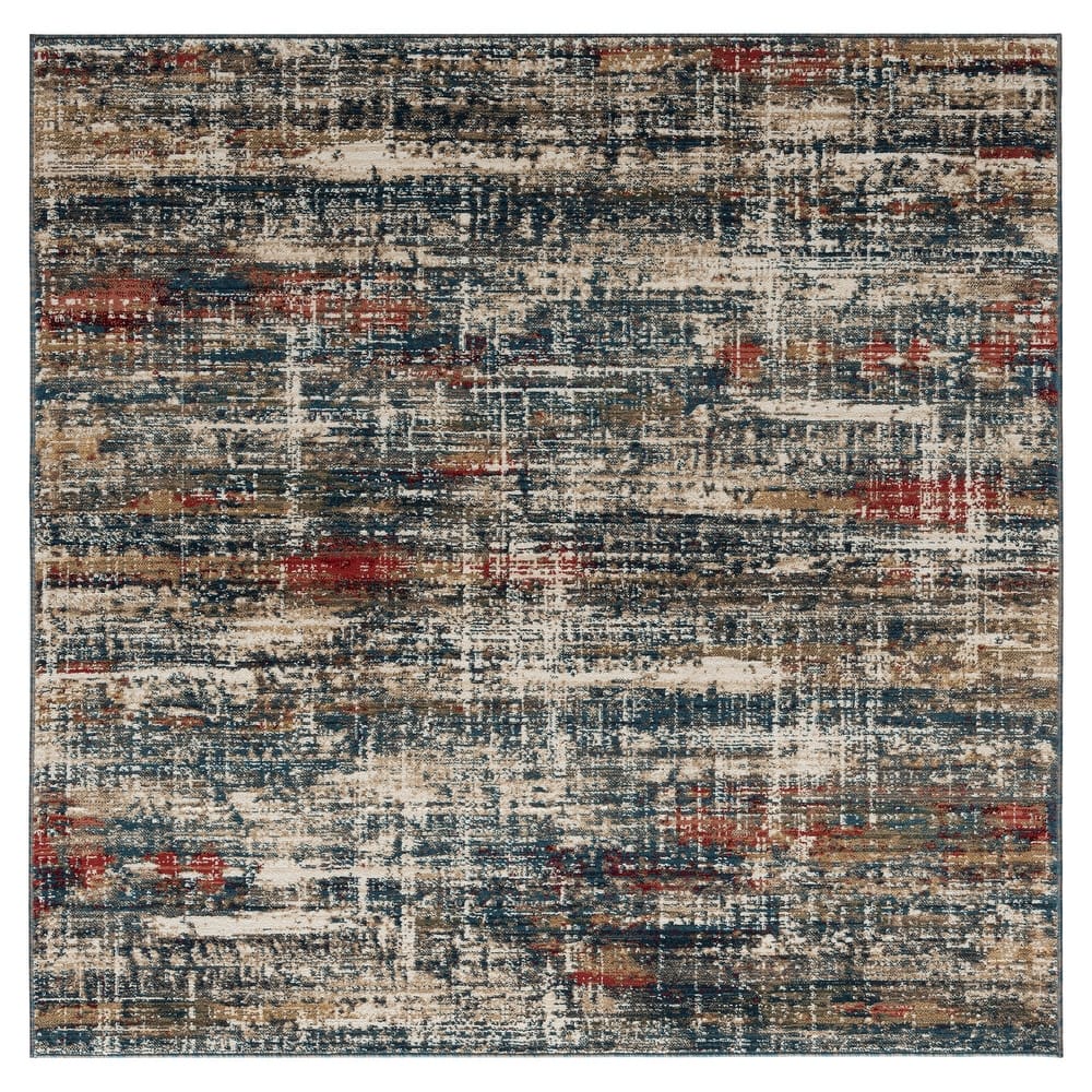 Porch & Den Hoffman Distressed Blue Abstract Area Rug