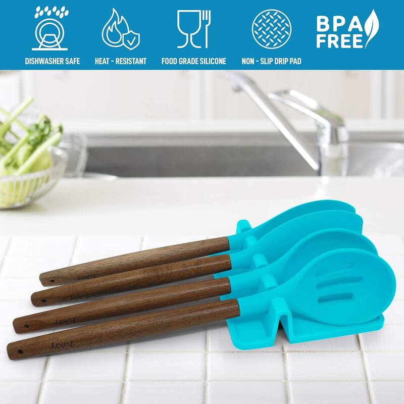 Zulay Kitchen Silicone Utensil Rest with Drip Pad