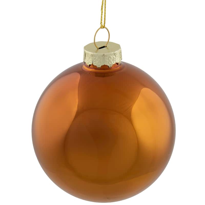 6ct Bronze Amber Glass 2-Finish Christmas Ball Ornaments 3.25" (80mm)