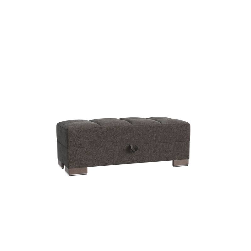 HomeRoots 52" Dark Gray and Brown Chenille Tufted Storage Ottoman