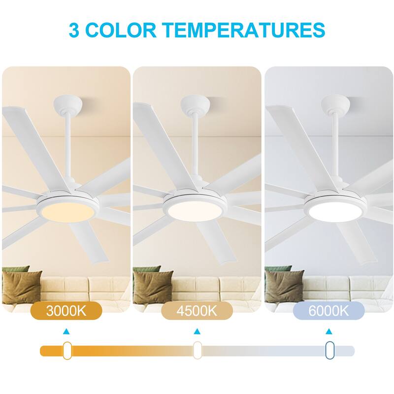 WINGBO 64" and 72" and 80" and 96" Indoor Ceiling Fan with LED Light and Remote