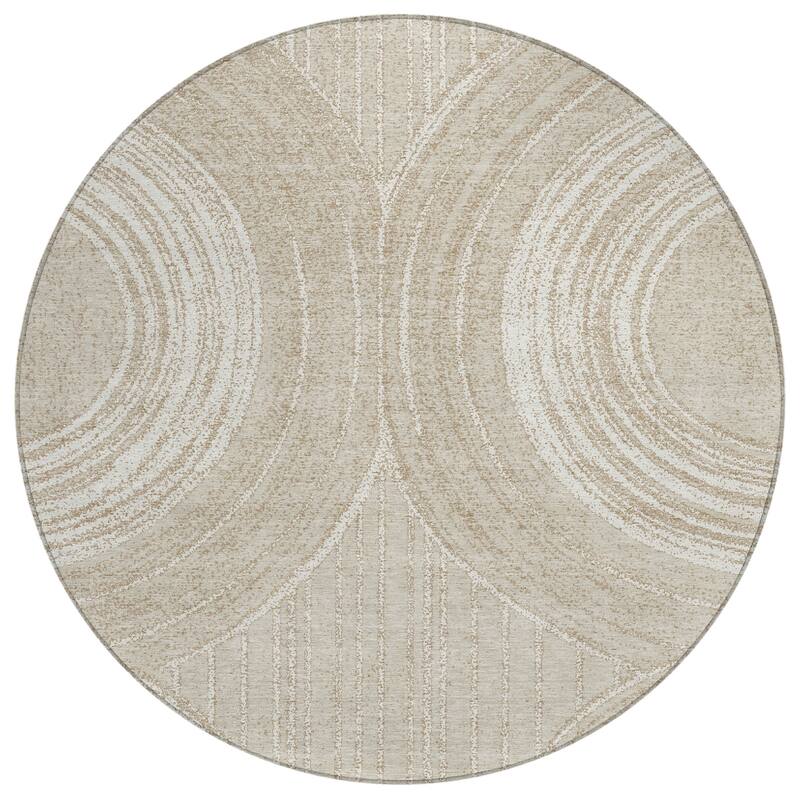 Machine Washable Indoor/ Outdoor Modern Trax Chantille Rug