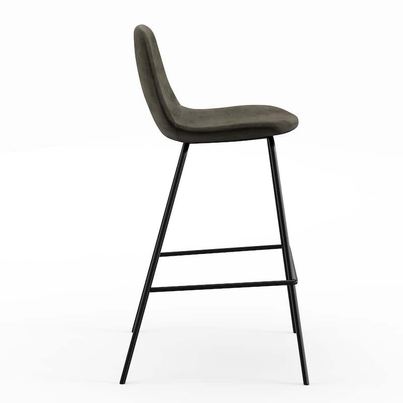 Maxine Velvet Counter Height Stools Black Legs (Set of 2)