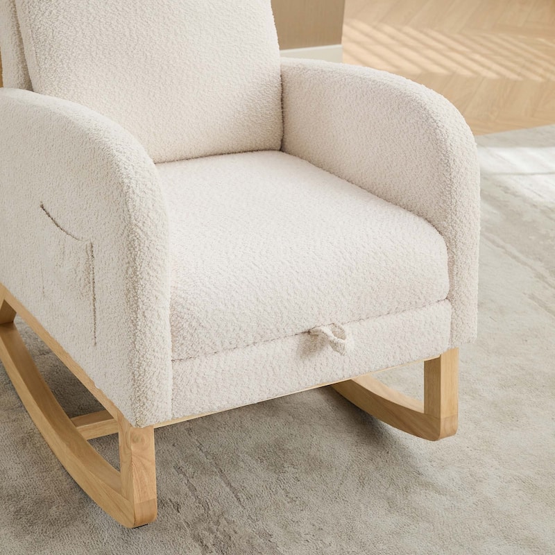 25.4"W High Back Rocking Chair with Retractable Footrest