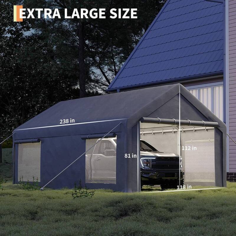 10x20x10 FT Carport Canopy for SUVs, Trucks & Watercraft Protection