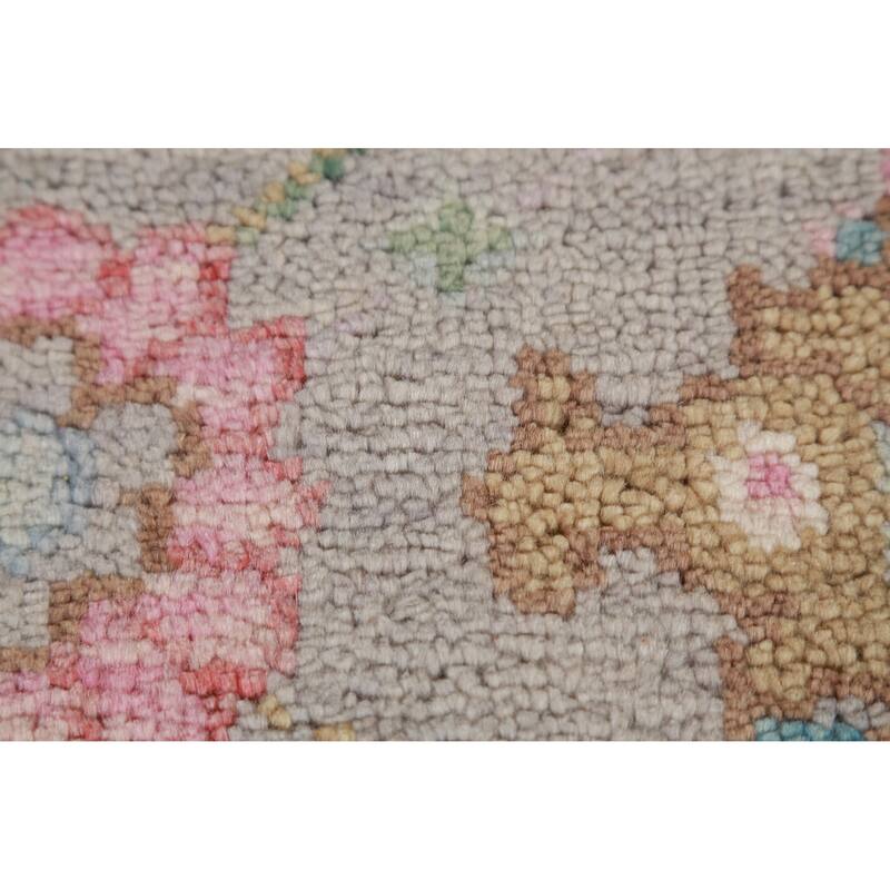 Gay Floral Oushak Oriental Runner Rug Hand-Knotted Wool Carpet - 2'6" x 11'6"