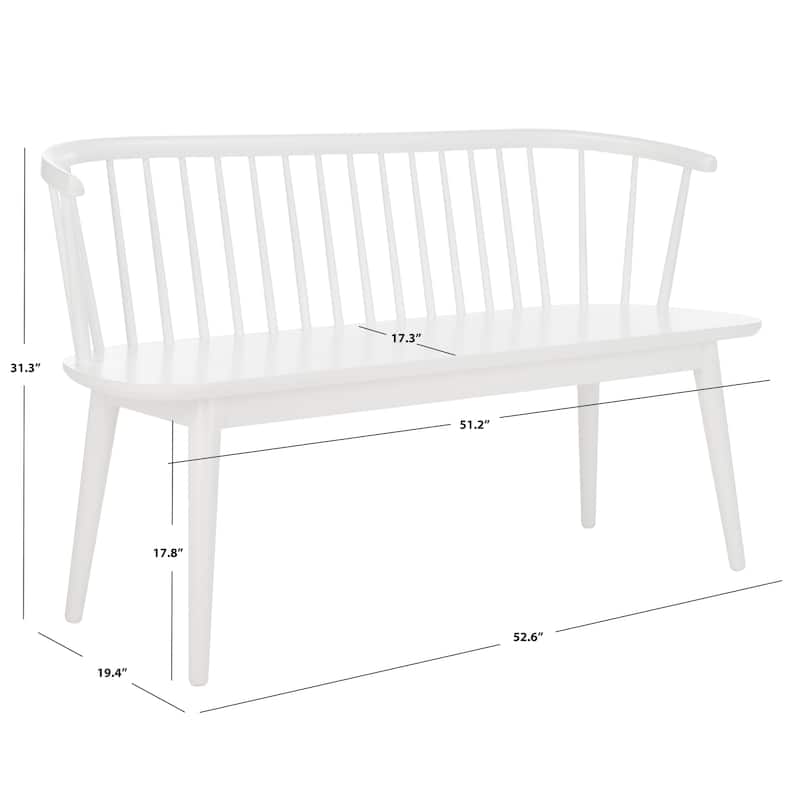 SAFAVIEH Sibyl Farmhouse Solid Wood Spindle Bench - 53"W x 19"D x 31"H