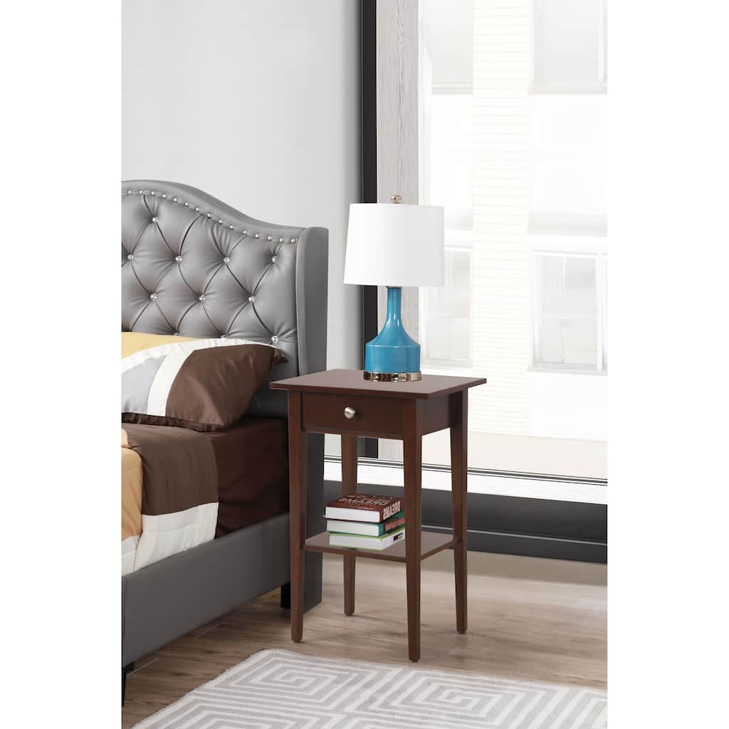 Dark Grey 2-Drawer Nightstand - Modern Bedside Table with Clean and Functional Design