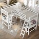 preview thumbnail 1 of 16, Twin Size L-Shaped Loft Bed With Ladder And 2 Built-in L-Shaped Desks White
