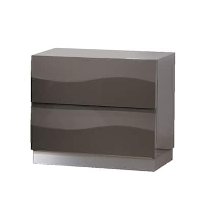 Somette Devlin Gloss Grey 2-drawer Nightstand