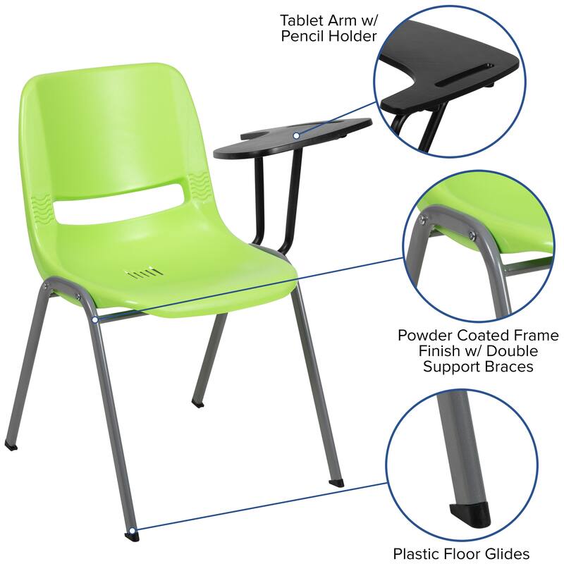 Ergonomic Shell Chair with Right Handed Flip-Up Tablet Arm