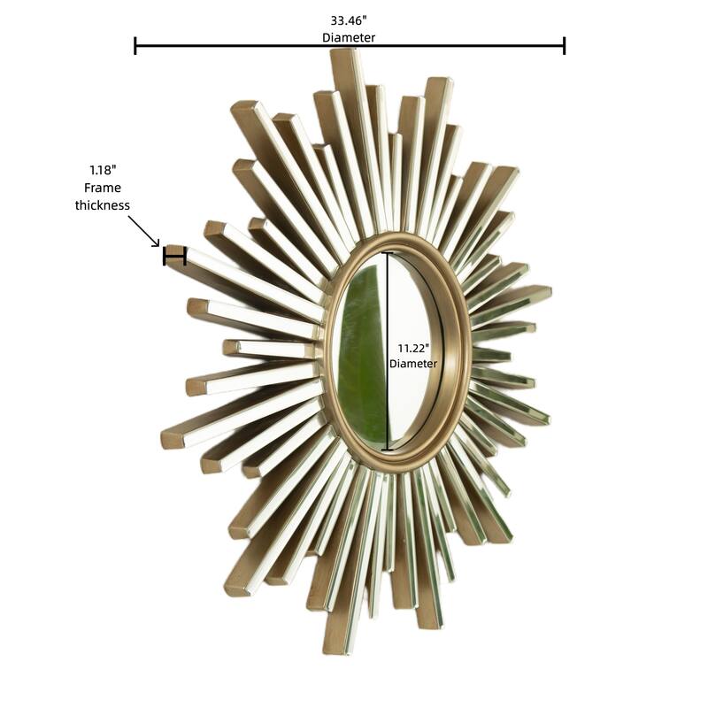 Gemme Luxury PU Sunburst Art Decorative Mirror - Bathroom, Bedroom, Living Room - Silver