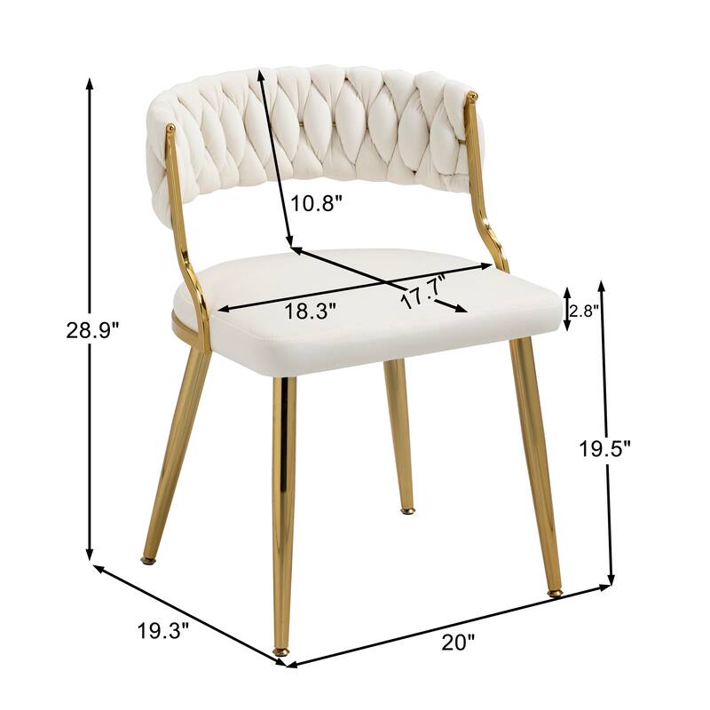 Modern Velvet Dining Chairs Set of 2 - Ivory 2Set