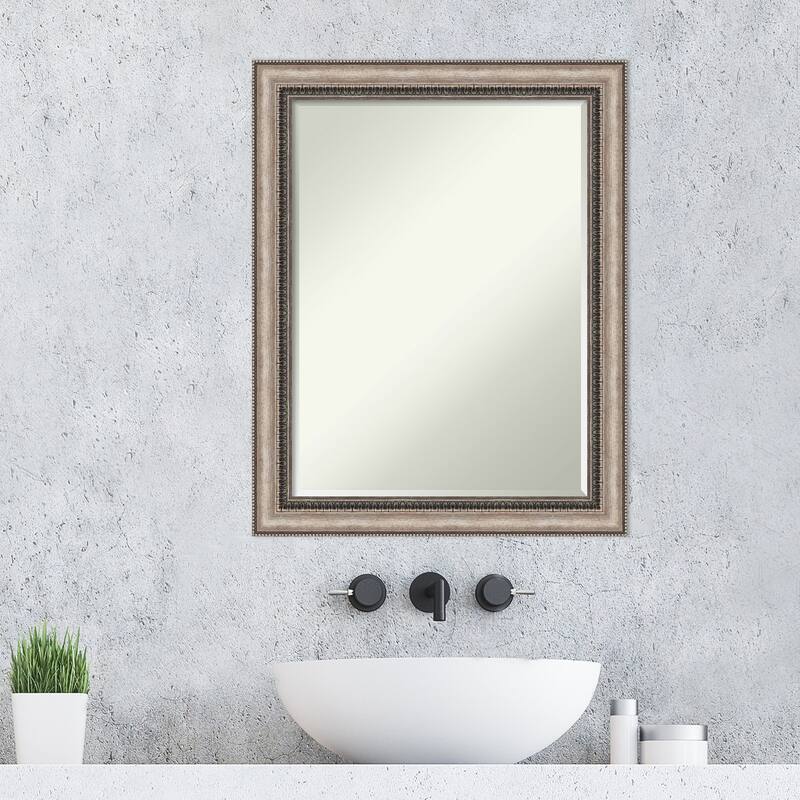 Petite Bevel Bathroom Wall Mirror - Lyla Ornate Silver Frame - Lyla Ornate Silver - 22 x 28 in