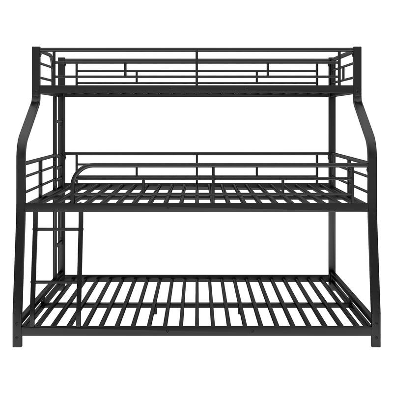 Twin XL/Full XL/Queen Triple Bunk Bed with Long and Short Ladder and