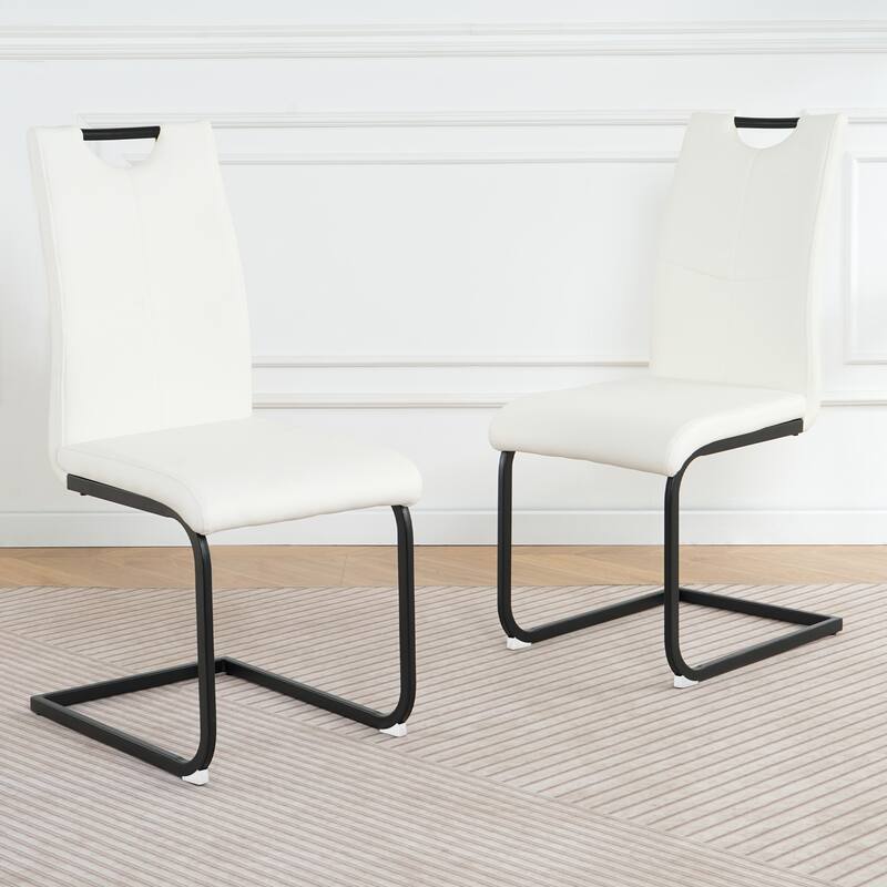 Modern PU Dining Chair, Living Room Chair, Upholstered Chair With Metal Legs (Set of 2)