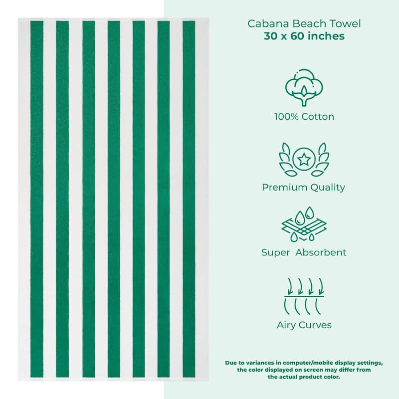 American Soft Linen,100% Cotton 4 Pack Beach Towels, 30 x 60 Cabana Striped Pool Towels