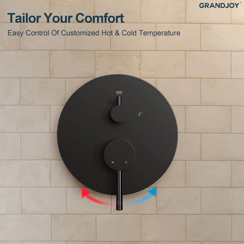 GRANDJOY Wall-Mount 2-Function Shower and Tub System with Pressure Balance Valve