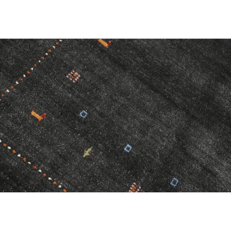 Hand Knotted Oriental 100% Wool Carpet Tribal Animal Pictorial Greys & Charcoal Gabbeh Area Rug - 8' 0'' X 4' 11''