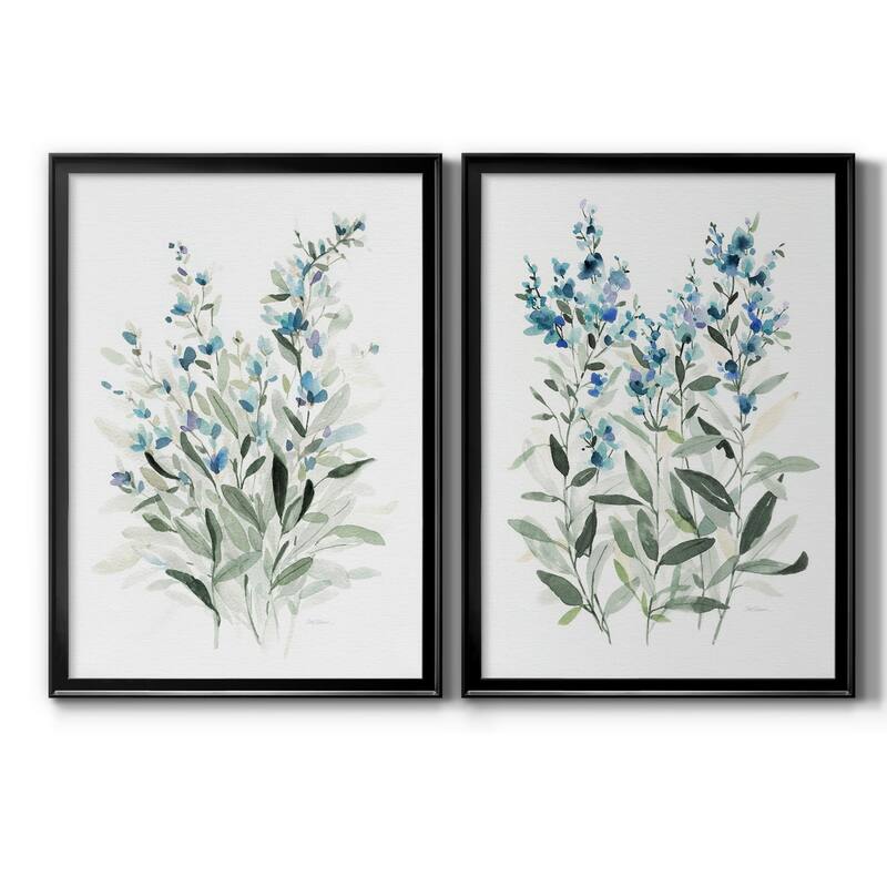 Delicate Blue Botanical I Premium Framed Print - Ready to Hang - Multi-Color - 26.5X36.5 - Black