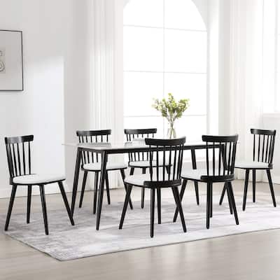 Solid Wood Spindle Back Windsor Dining Chairs Set of 2 - 33.3"H x 17.72"W x 19.7"D