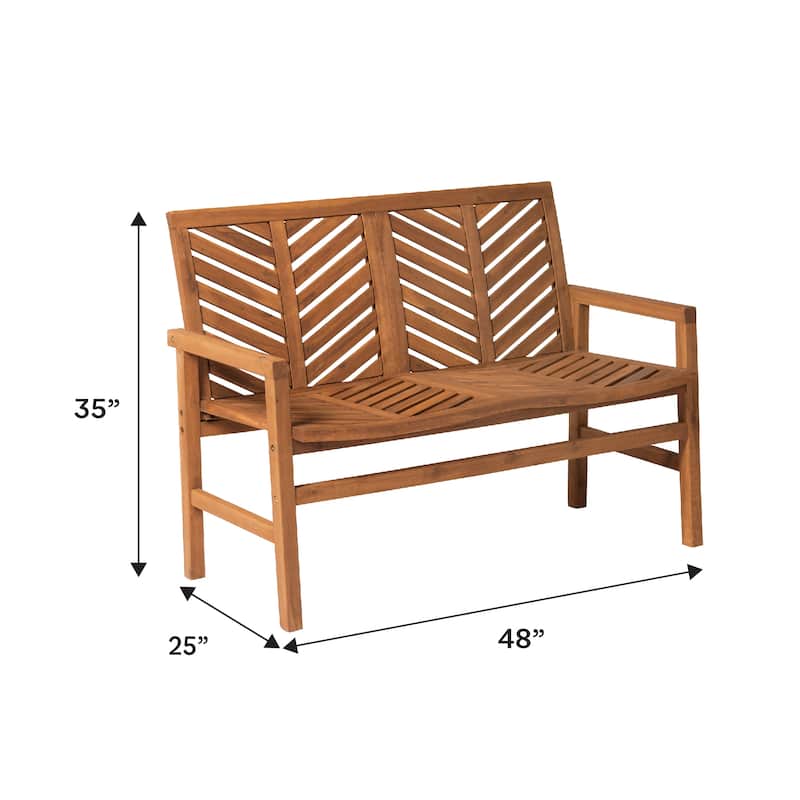 Walker Edison Acacia Wood Outdoor Chevron Love Seat