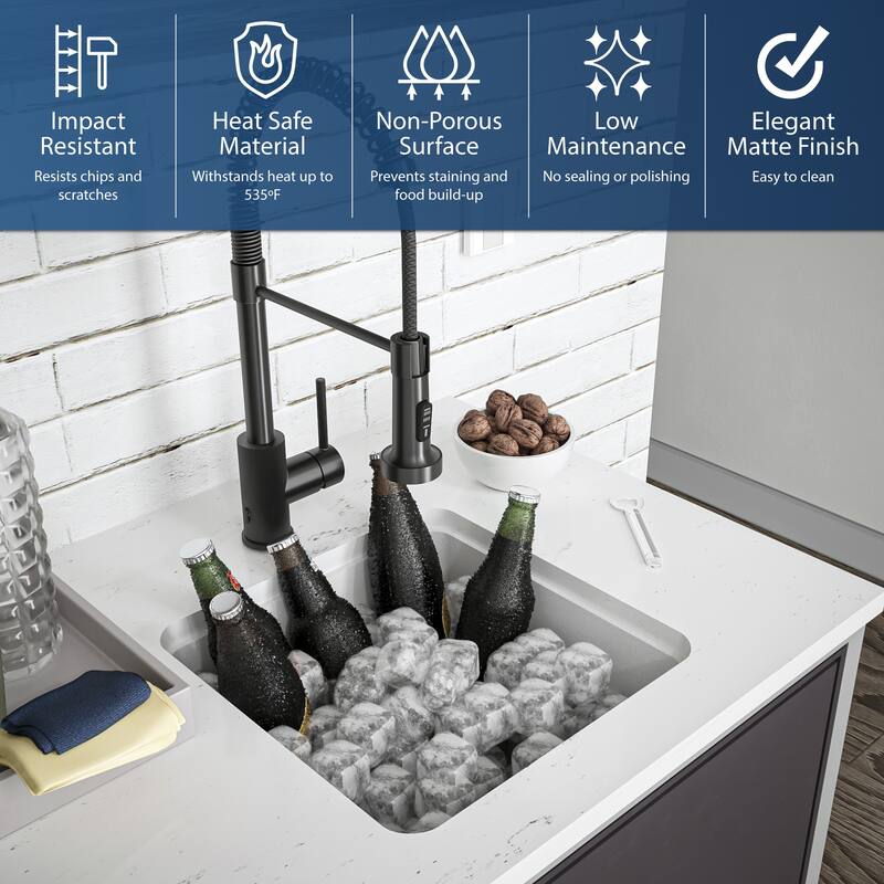 Karran Undermount Quartz Bar Single Bowl Sink