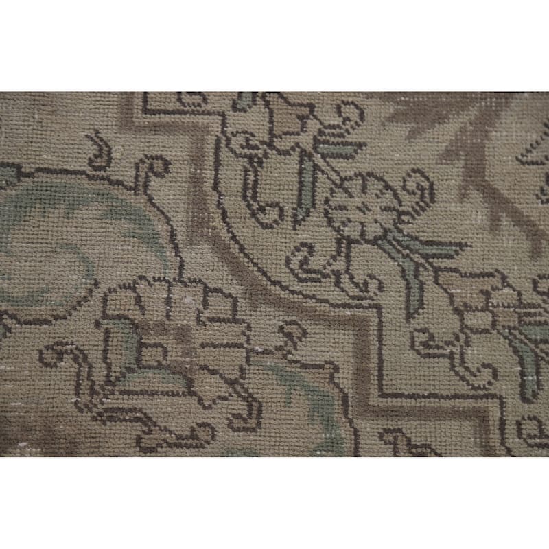 Hand Knotted Oriental 100% Wool Carpet Traditional Medallion Beige & Ivories Tabriz Area Rug - 12' 2'' X 9' 8''