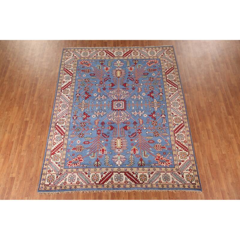 Blue Oushak Oriental Area Rug Wool Carpet - 7'10"x 9'10"