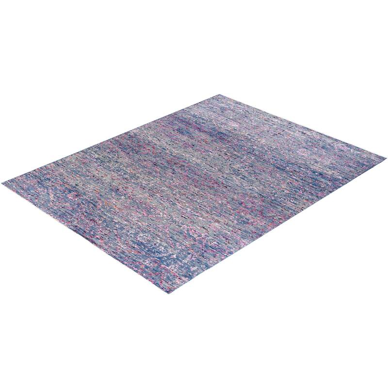 Modern One-of-a-Kind Handmade Area Rug - Blue, 7' 10" x 9' 10" - 7' 10" x 9' 10"
