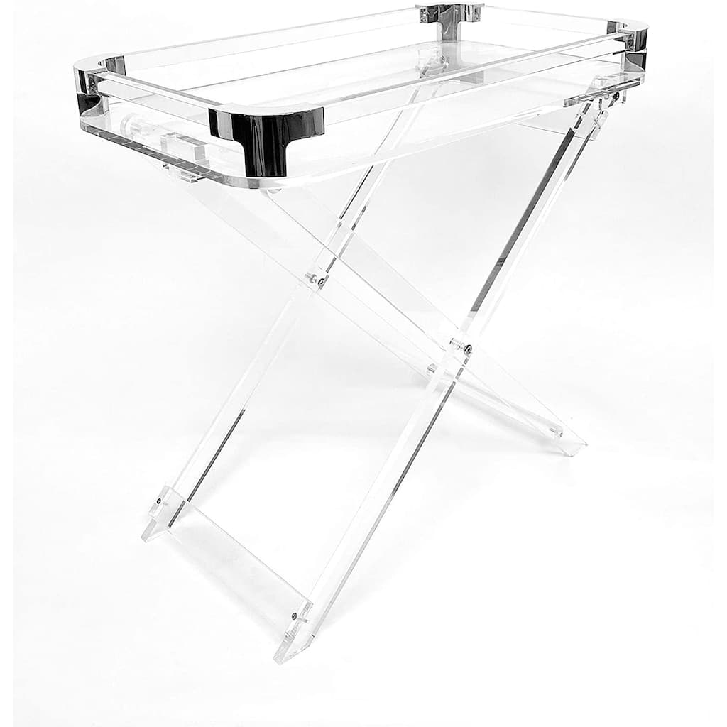 Designstyles Acrylic Folding Table Clear Design w/Chrome or Gold Trim