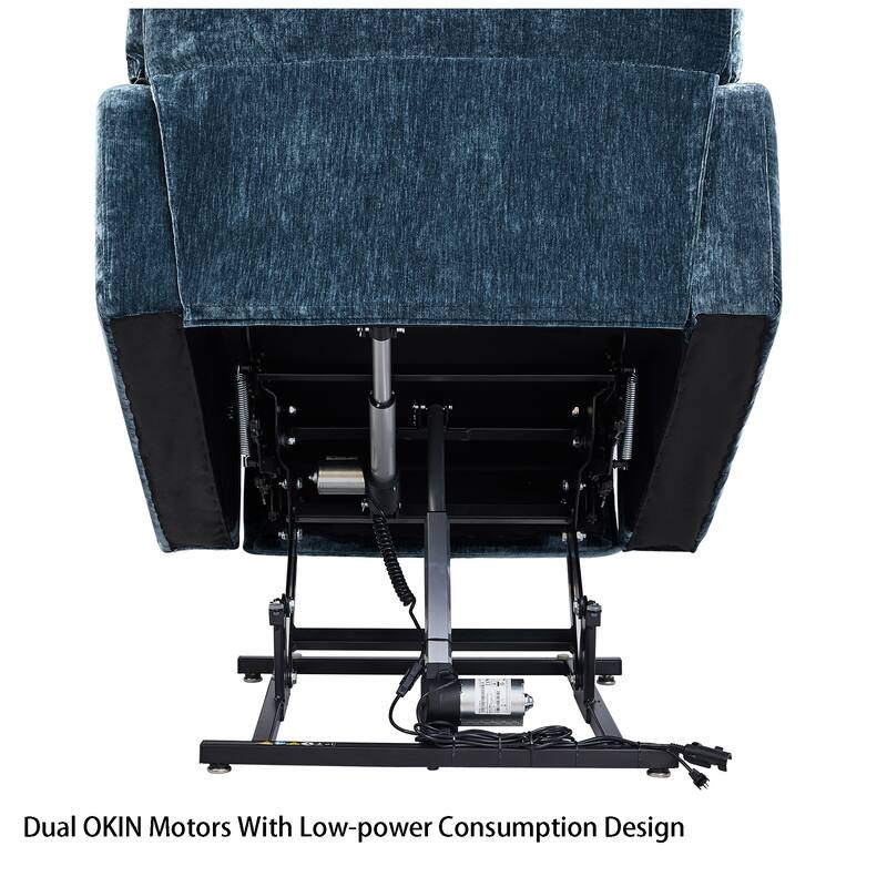 Red Dual OKIN Motor Lift Recliner for Seniors with Heat, Massage, 180° Lay Flat Capability, Adjustable Backrest & Footrest