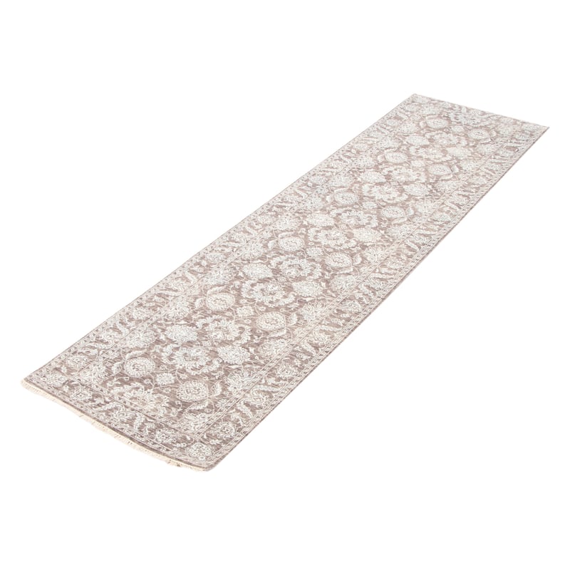 ECARPETGALLERY Hand-knotted Heritage Dark Grey Silk, Wool Rug - 2' 8" x 10'