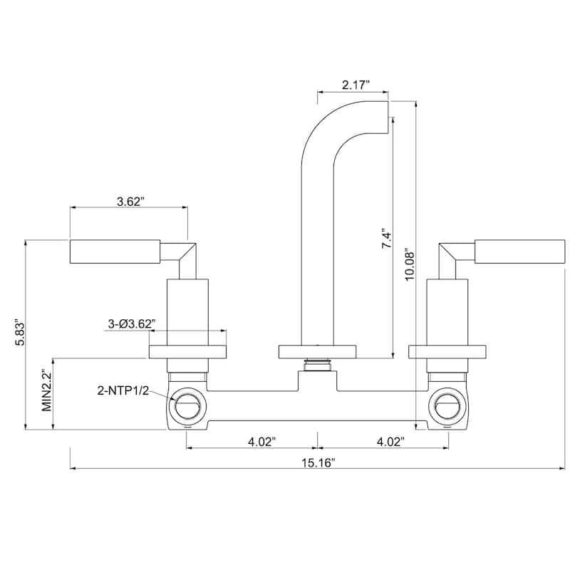 Wall Mount Bathroom Faucet 2 Handle Bathroom Sink Faucets 3 Hole Luxury Modern Mixer Taps With Valve