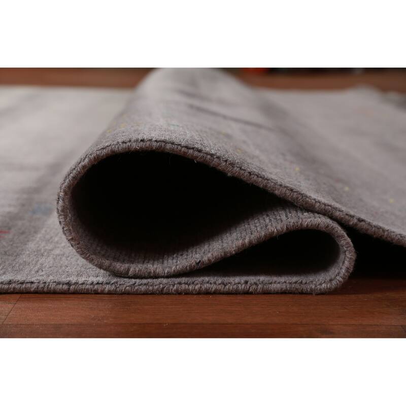 Hand Knotted Oriental 100% Wool Carpet Tribal Tribal Greys & Charcoal Gabbeh Area Rug - 12' 4'' X 8' 11''