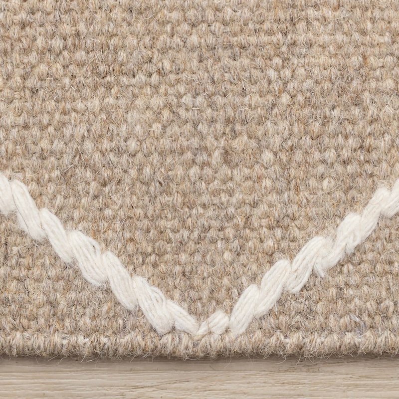Beige Cream Diamond Lattice Handmade Wool Rug