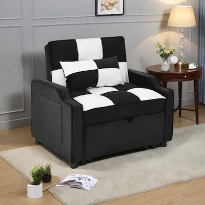 Velvet 3-in-1 Convertible Armchair with Pull-Out Bed and Adjustable Backrest