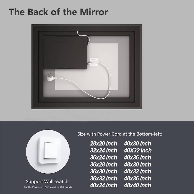 KIOTEE Black Frame LED Bathroom Vanity Mirror with 3 Years Warranty