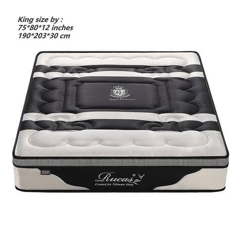 12-inch Queen / King Memory Foam Spring Hybrid Mattress in a Box, Silver / Black