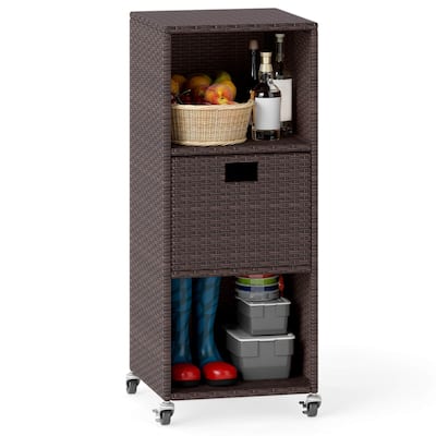 Costway Outdoor Storage Cabinet with Storage Shelves Drawer and - See Details