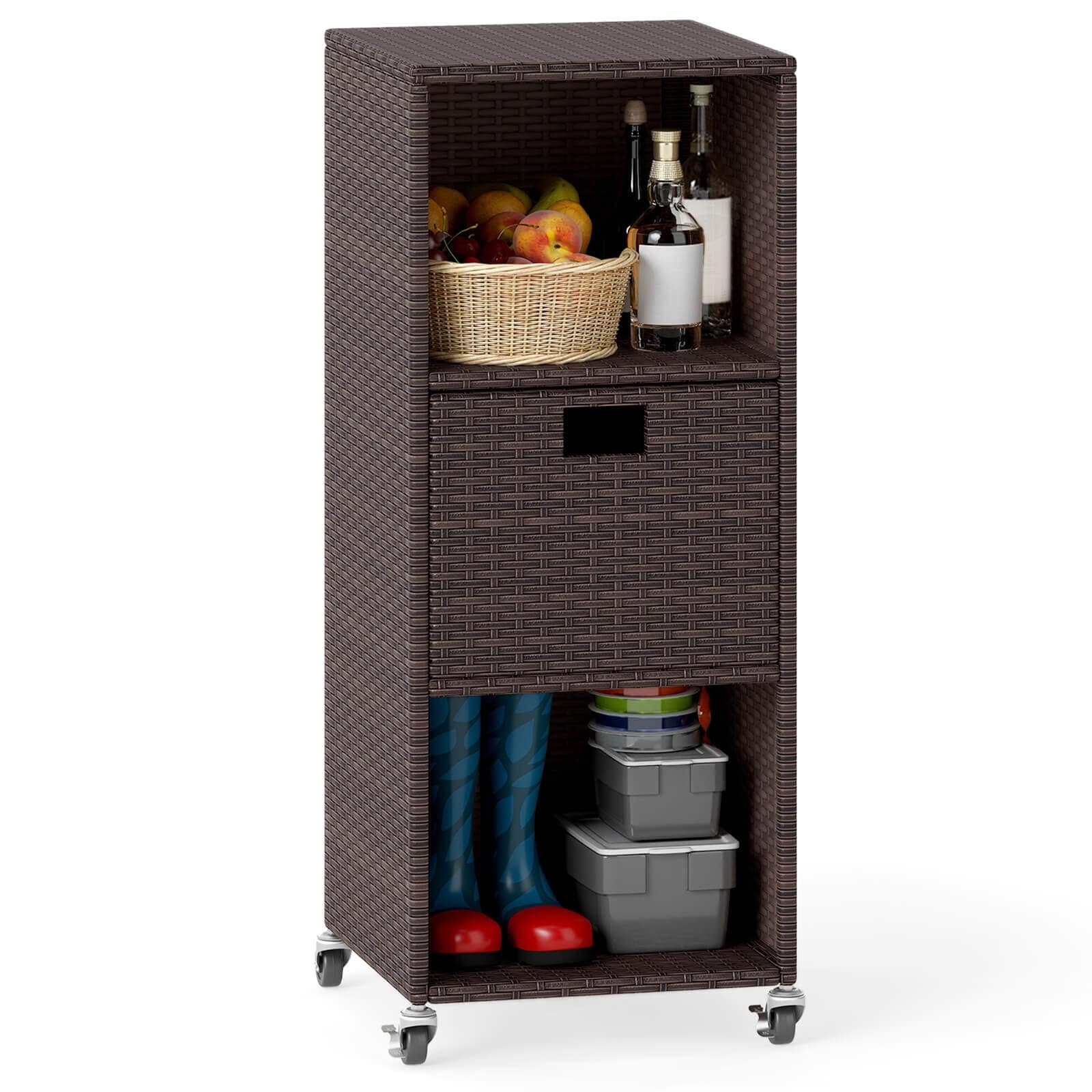 Costway Outdoor Storage Cabinet with Storage Shelves Drawer and - See Details