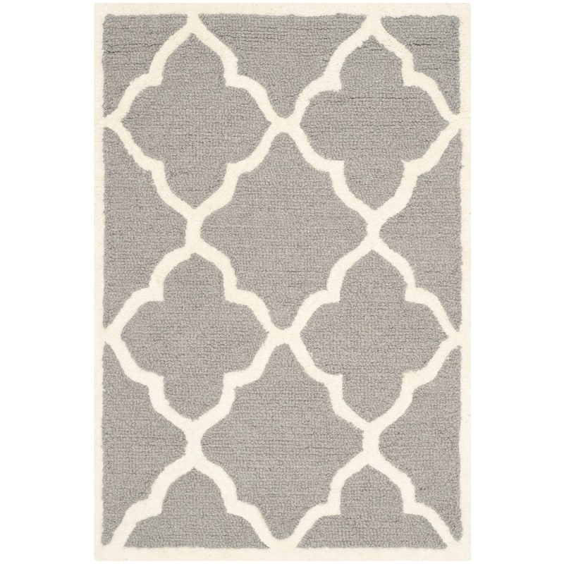 SAFAVIEH Handmade Cambridge Tinca Modern Moroccan Wool Rug - 2' x 3' - Dark Grey/Ivory