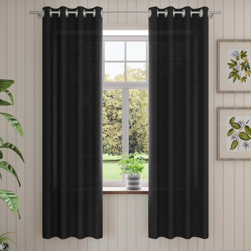 Corvus Gambia Sunbrella Outdoor Window Curtain (1 Panel) - 52 inches  W X 84 inches  L - Black